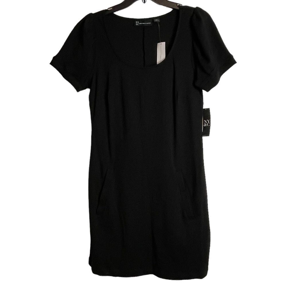 NY&C Black 100% Cotton Jersey Dress with Pockets